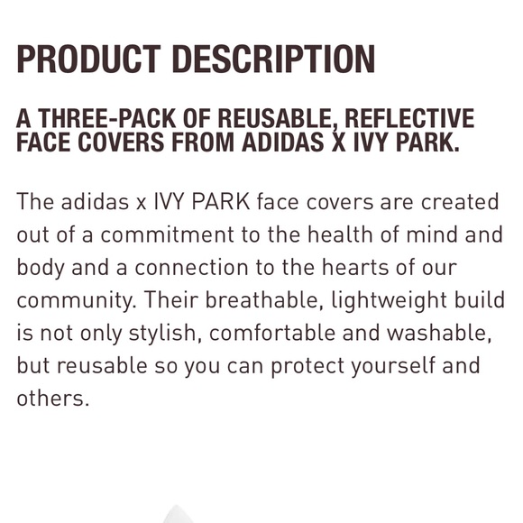 adidas x Ivy Park Reflective Face Masks 3 pack - Picture 5 of 5